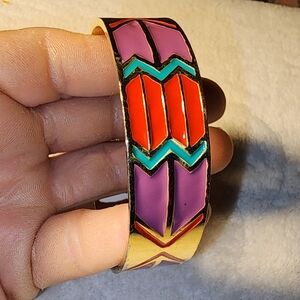 Ettika Enamel Statement Bangle – Bold Geometric Design